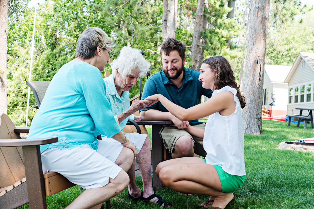 Grammy examining the beautiful ring!