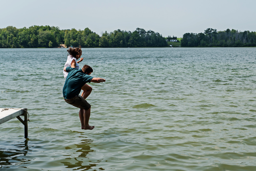 engagement couple in water