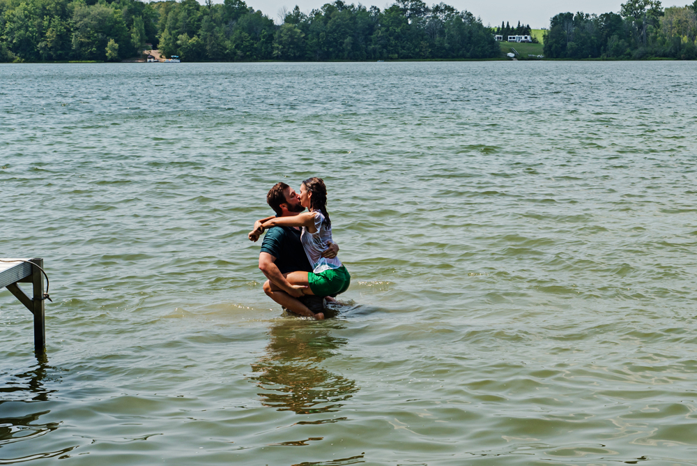 engagement couple at the lake