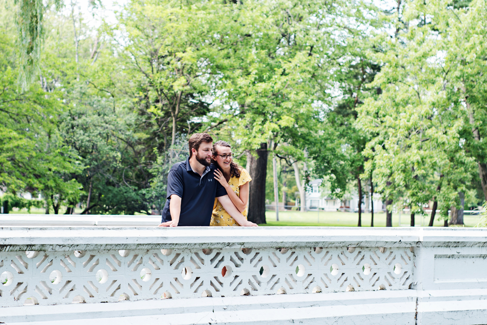 Engagement couple at a bridge