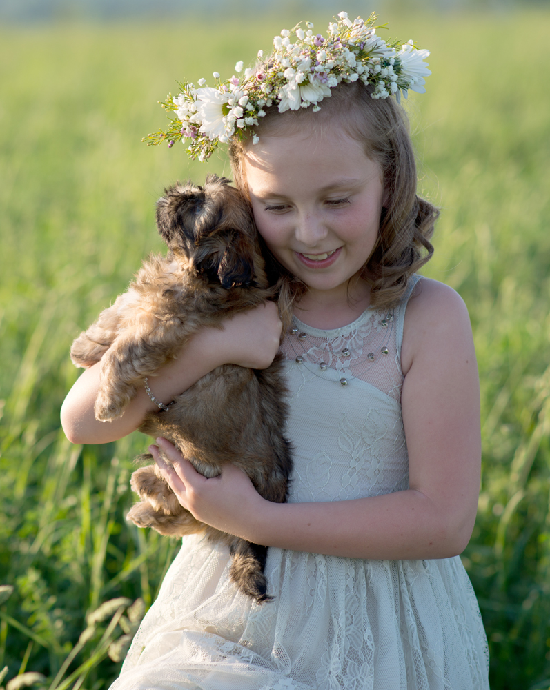 Young girl holding puppy for her
milestone photography