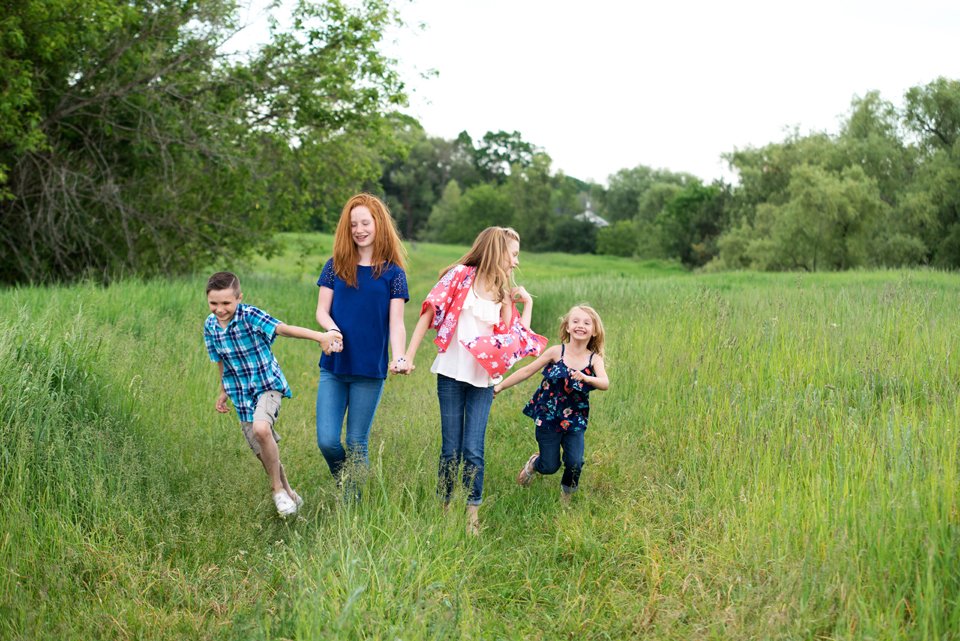 children in field at spring session