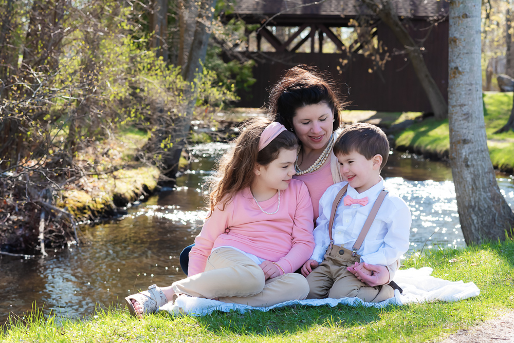 sitting on a blanket at a spring session