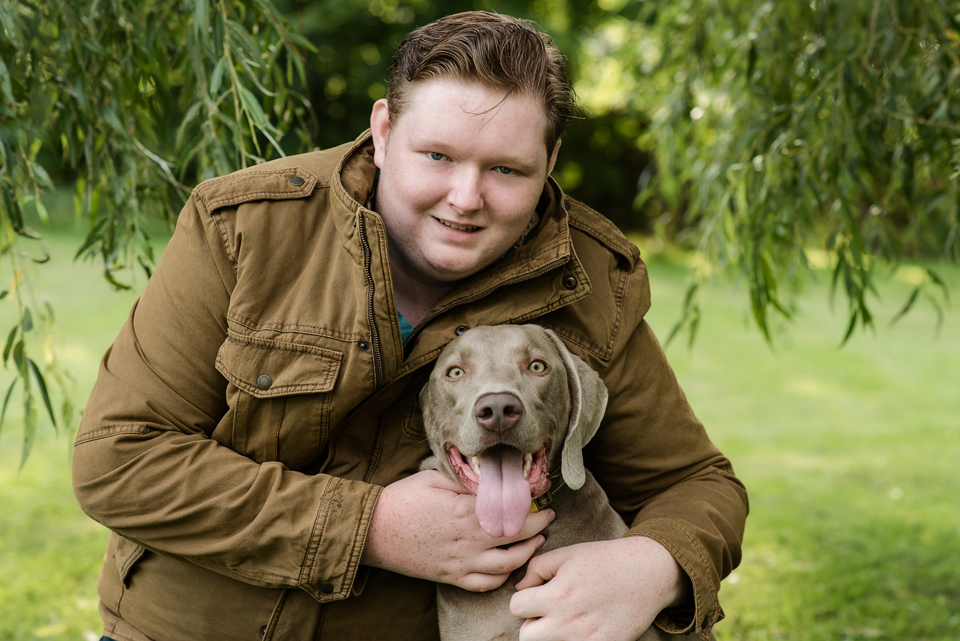 High School Senior session with Weimaraner