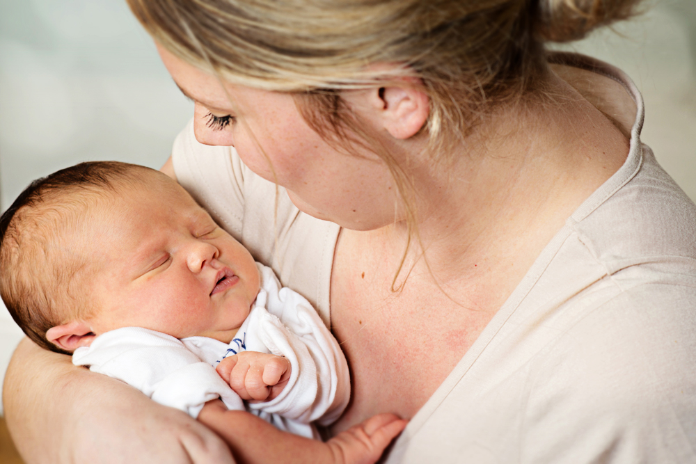 newborn with mom