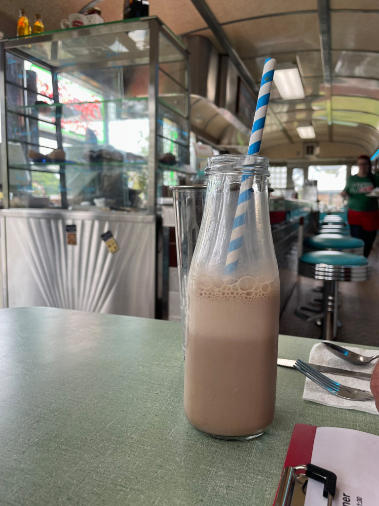 chocolate milk with straw