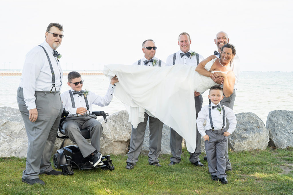 groomsmen and bride