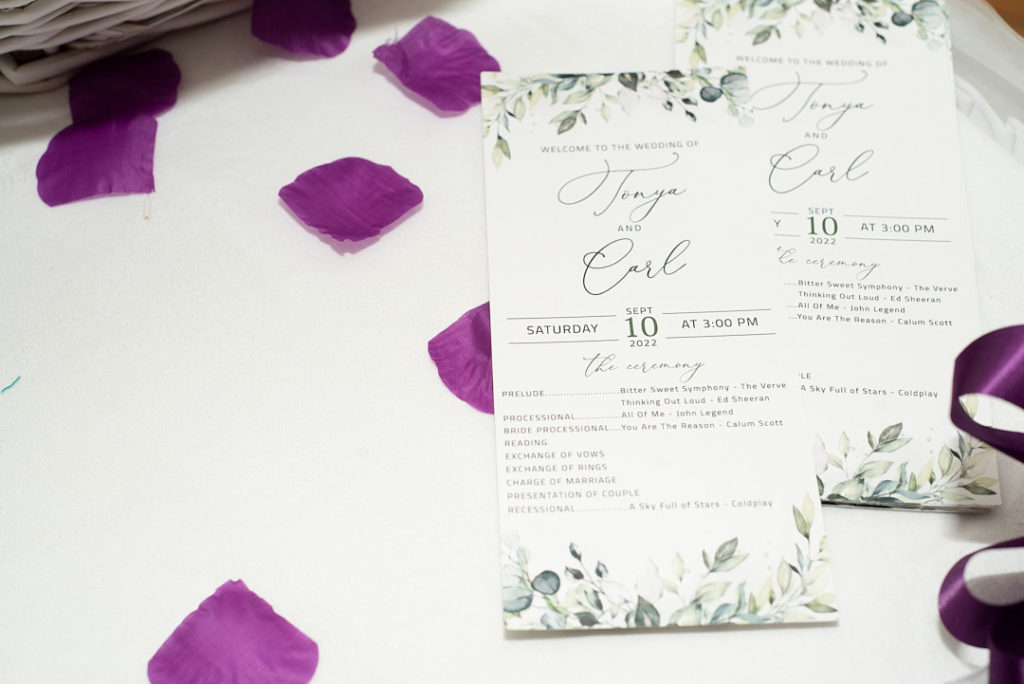 Tawas wedding ceremony programs