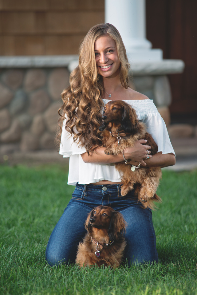 Senior includes her two dachsunds in her session.