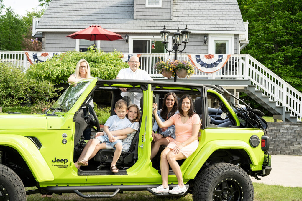 family in jeep