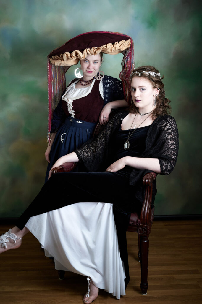 Posing in  theater costume