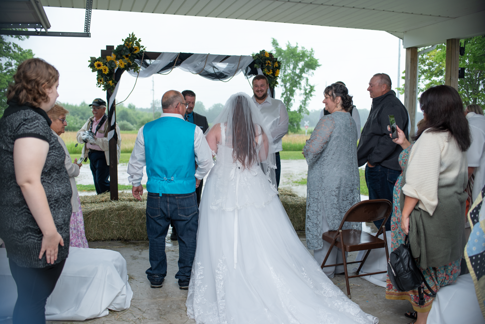 Wedding in backyard of home.