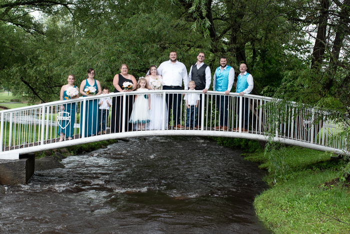 Wedding party on bridge at Iron's Park