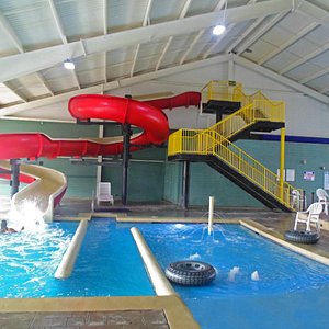 slides at a hotel pool