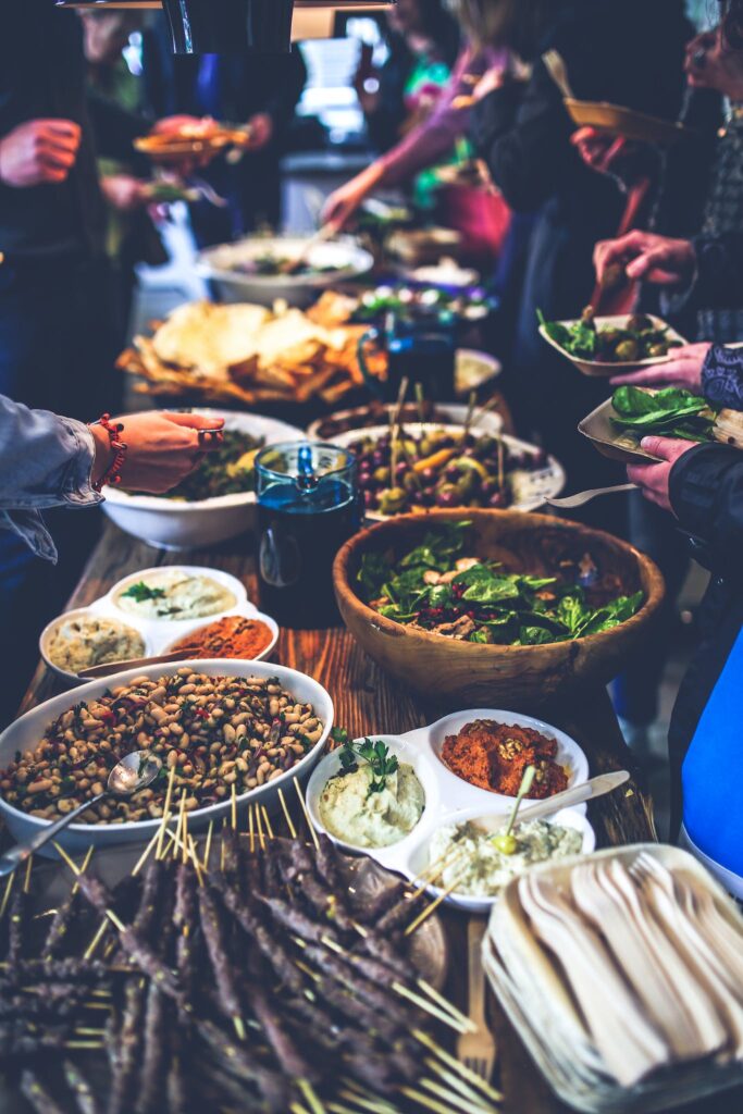 Lunch table with potluck