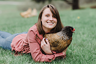 High School Senior Girl with chicken