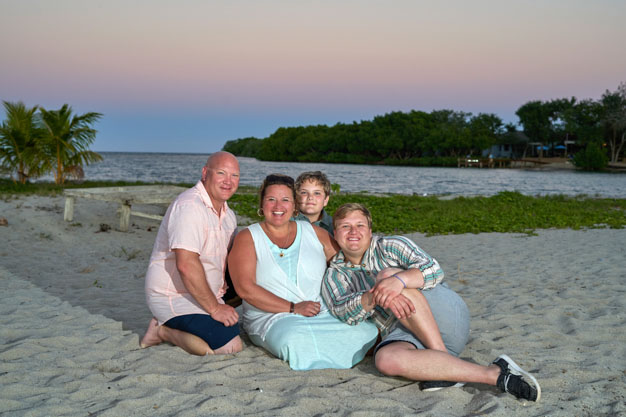 Family Portrait session at sunset in Belize
