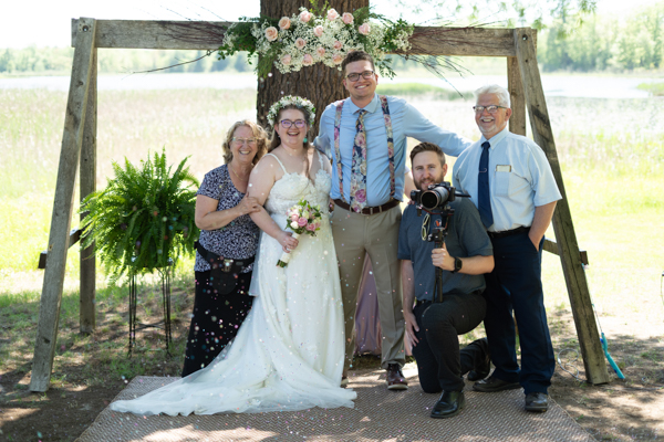 wedding couple with photographer & videographer