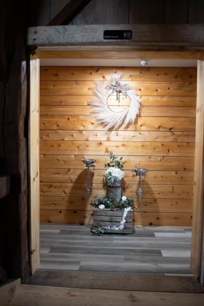 Wedding venue drinking fountain and restrooms