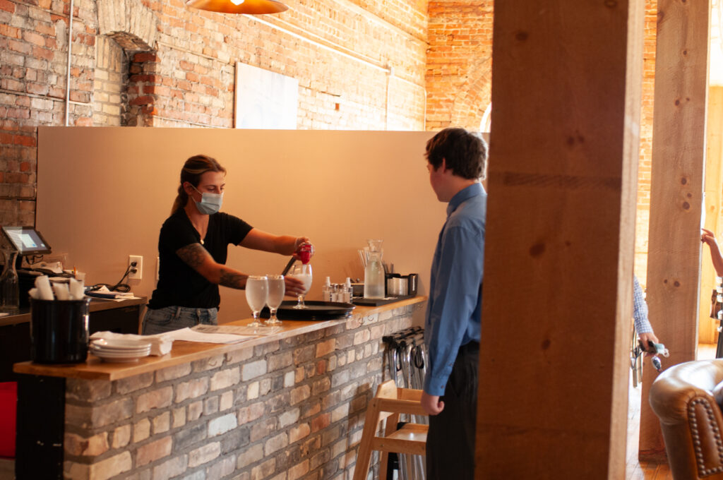 Drinks being poured at the Highway Brewing Co in West Branch.