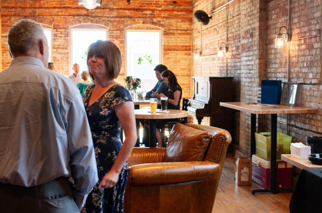 Small family wedding in the upstairs of the Highway Brewing Co in West Branch.