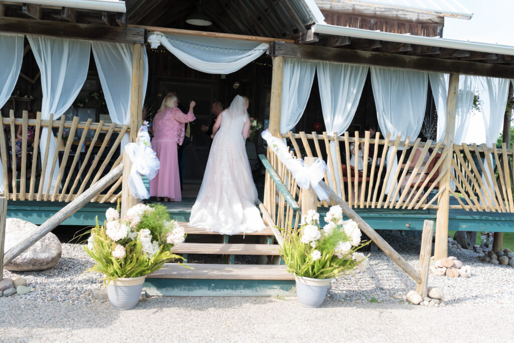 The Bunkhouse front porch decorated for a wedding.