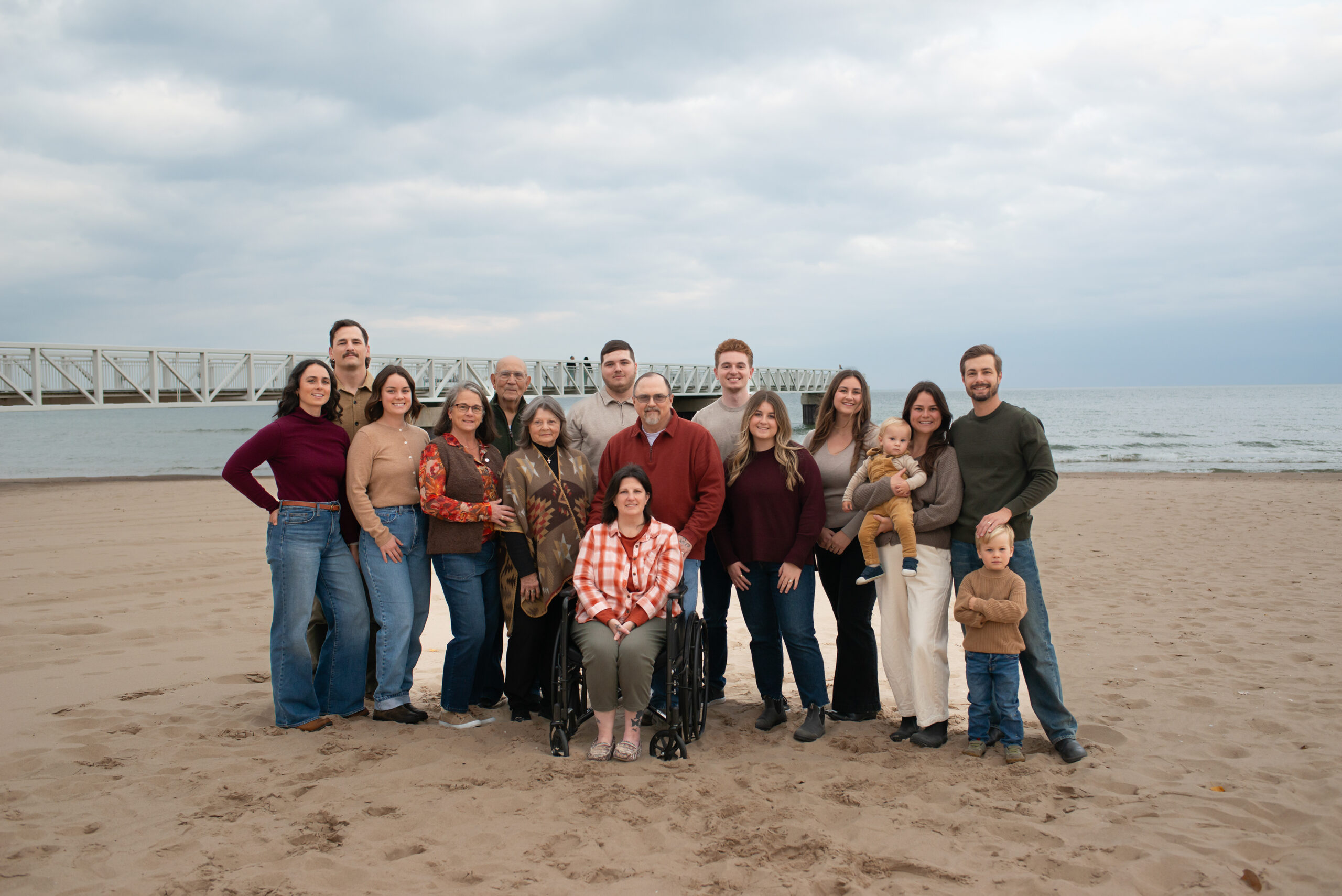 Large Family Photo Session on the beach in Tawas City, MI