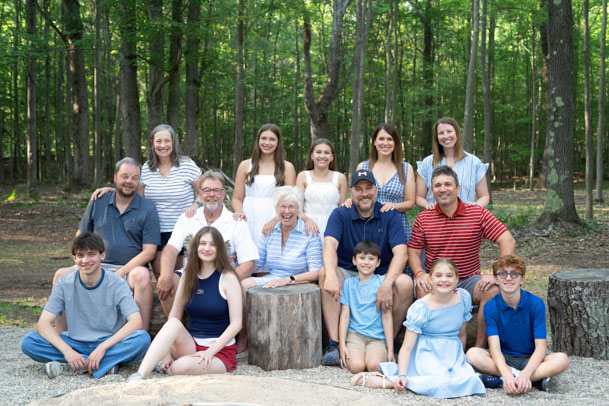 extended family at the cabin in the woods
